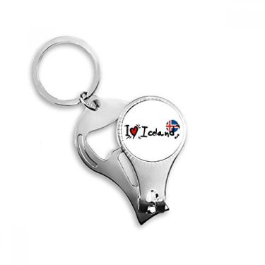 Imagem de I Love Iceland Word Flag Love Heart Illustration Nail Clipper Key Chain Ring Cutter Tool Abridor de garrafas