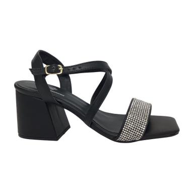 Imagem de Tamanco Feminino macio com Tiras Strass Preto