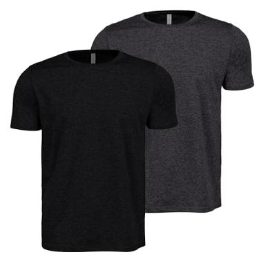 Imagem de Kit 2 Camisetas Masculina Dry Fit Academia Treino Fitness (BR, Alfa, M, Regular, Preto e Chumbo)