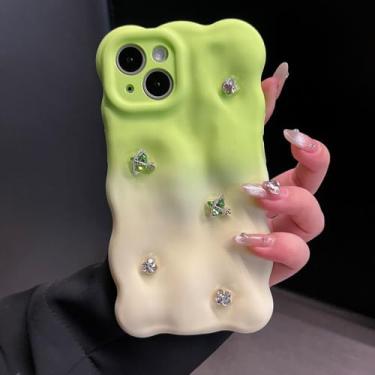 Imagem de 3D Bubble Contrast Color Crystal Decor Matte Case para iPhone 14 12 13 Pro Max 11 Phone Case Bumper Soft Cover, verde, para iPhone 13Pro Max