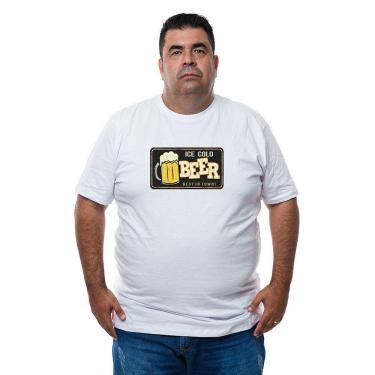 Imagem de Camiseta Masculina Plus Size Algodao Estampa Cerveja Gelada Com Abridor De Garrafas Integrado