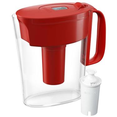Imagem de Brita Jarro de filtro de água para torneira e água potável com 1 filtro padrão, dura 2 meses, capacidade para 6 xícaras, livre de BPA, vermelho