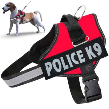 Imagem de Coleira Peitoral Para Cachorro Porte Pequeno Médio e Grande Colete Confortável Policia K9 (Vermelho, M)