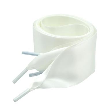 Imagem de Wide Flat Satin Ribbons Laces Polyester Laces Sneakers Sneakers Lace Color Laces Multicolor Laces (Color : WHITE, Size : 80cm)