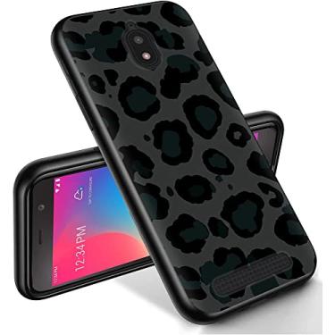 Imagem de RYUITHDJP Capa para celular Blu View 2 5,5 polegadas (B130DL) design de leopardo preto, capa de telefone para Blu View 2 capa protetora de TPU elegante