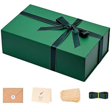 Imagem de Christmas Gift Box 1 Pack 13.8 x 8.3 x 4.5 inch Large Green Gift Box with Strong Magnetic Lid for Presents with Luxury Accessories Card, Ribbon, Filler,Sticker