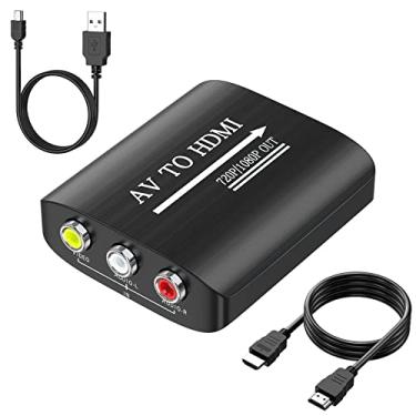 Imagem de GINGIN Conversor RCA para HDMI, AV para HDMI, conversor composto para HDMI compatível com WII, PS One, PS2, PS3, STB, Xbox, VHS, VCR, DVD Blue-Ray, com cabo HDMI de 1 m
