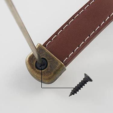 Imagem de OLAYA Puxadores de bagagem, puxadores de couro, puxadores de armário, puxadores de gaveta, maçanetas de porta, 6 peças, peças de metal de substituição para armário, cômoda, porta-malas com parafusos