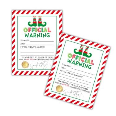 Imagem de Elf Official Report Card Warning Christmas Cards from North Pole |Pacote com 30 | 10,8 x 14 cm Tamanho de cartão postal Naughty or Nice Shelf North Pole Santa Cam Surveillance Xmas Cards Kid's Game
