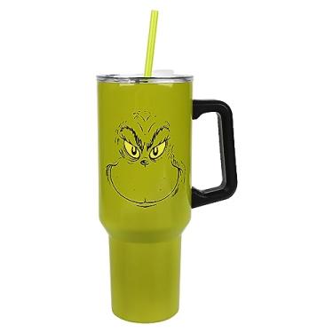 Imagem de Bioworld The Grinch Grinning Face 40 Oz Green Stainless Steel Tumbler With Handle