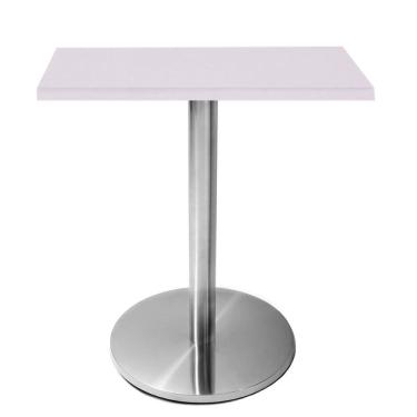 Imagem de Mesa Beta em Inox 75 cm (Altura) com Disco Redondo com Tampo em MDP Quadrado 60 cm Cor Branco