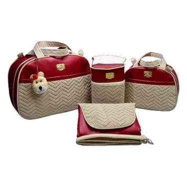 Imagem de Kit Bolsas Para Bebe 4 Peças Saida De Maternidade Cor:Vermelho