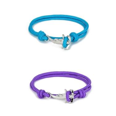 Imagem de DATOA Pulseira de tubarão-martelo minimalista náutico com cordão de paraquedas unissex, 7, Metal, Sem Pedra Preciosa