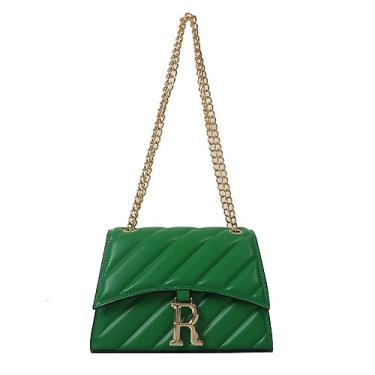 Imagem de Bolsa tiracolo feminina de couro acolchoada com alça de corrente bolsa clutch bolsa feminina para noite, Verde