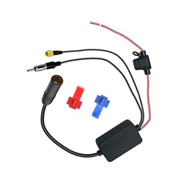 Imagem de POBADY FM/AM DAB DAB+ Amplificador de Sinal de Antena de Carro DIN Macho para DIN Fêmea para SMA Macho Adaptador 12V Amplificador de Sinal de Rádio de Carro para Rádio Digital de Carro Áudio Estéreo