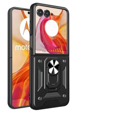Imagem de Kukoufey Capa compatível com Motorola Razr 2024, compatível com Motorola Razr Gen 4, com capa de lente de câmera deslizante compatível com Motorola Razr 50 capa preta
