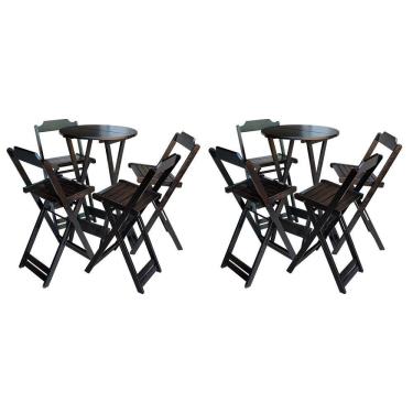 Imagem de Kit 2 Jogos de Mesa Bistrô de Madeira com 4 Cadeiras Dobravel Ideal para Bar e Restaurante Tabaco