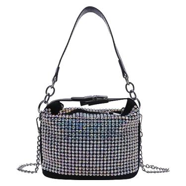 Imagem de RARITYUS Bolsa tiracolo Hobo com strass brilhante para mulheres, moderna, bolsa axila, bolsa de ombro para formatura e coquetéis, Multicolorido., One Size