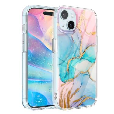 Imagem de Yiyahu Capa para iPhone 15 Plus, iPhone 15 Plus para mulheres, meninas, linda capa de telefone à prova de choque para Apple iPhone 15 Plus de 6,7 polegadas 2023, mármore colorido