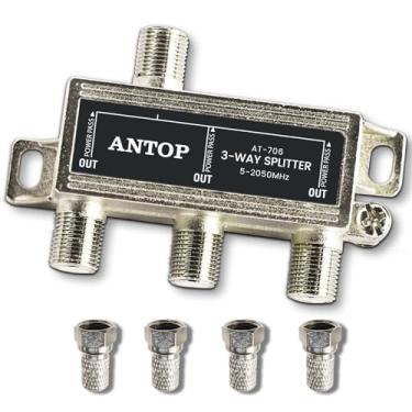 Imagem de Divisor de sinal de TV de 3 vias, divisor de cabo coaxial digital ANTOP 2GHz- 5-2050MHz de alto desempenho para antena de TV por satélite/cabo