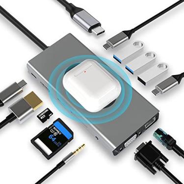 Imagem de Hub adaptador USB-C 13 em 1, estação de ancoragem com 4K-HDMI, VGA, Ethernet RJ45, 2 × USB 3.0, USB-C 3.0 e 2.0, PD de 100 W, SD/TF e auxiliar de 3,5 mm, para MacBook Pro, laptops