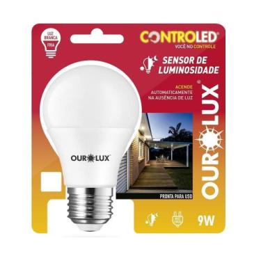 Imagem de Lampada Led Sensor Noturno Luminosidade 9W Branco Frio - Ourolux