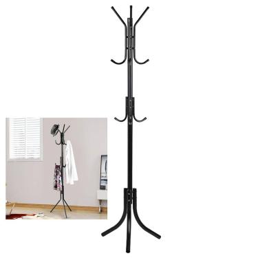 Imagem de Cabideiro Mancebo Arara Roupa Bolsa Chapeu Toalha Casaco Blusa 9 Ganchos Quarto Closet Casa Sala Organizaçao Versatil Multiuso