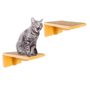 Imagem de Playground para Gatos 2Pçs Tam M Resistente Já Montado Com Kit Fixação e Seguro (Carpete Marrom)