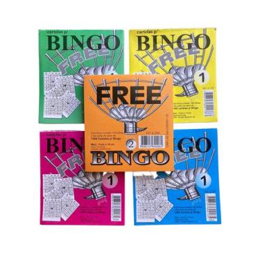 Imagem de Cartela de Bingo Kit 5 Blocos Coloridas Total 500 folhas 10x11cm - Fre