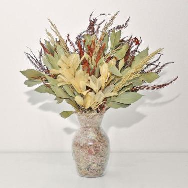 Imagem de Arranjo de flores desidratadas carvalho tons terrosos + vaso de vidro 