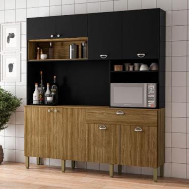 Imagem de Cozinha Compacta Core 8 Portas 1 Gaveta Freijó/Nero - Kits Paraná, Pre