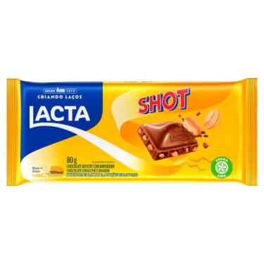 Imagem de Chocolate Lacta Shot 80g, Chocolate ao leite com amendoim