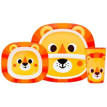 Imagem de Kit Refeição Infantil Buba Zoo Leão 3 Peças Laranja, Laranja