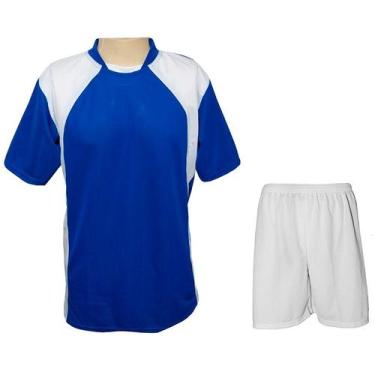 Imagem de Uniforme 20+1 Camisa Azul/Branco, Calção Branco e Goleiro - TRB, G