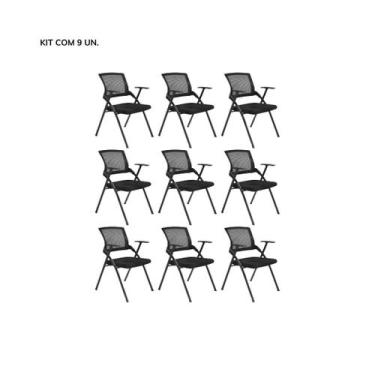 Imagem de Conjunto Cadeiras de Escritório Dobrável Axis - Preta - Inova Office, 