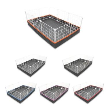 Imagem de Cercado Aramado 60x90cm Branco com Bandeja Higiênica Nylon Laranja - I