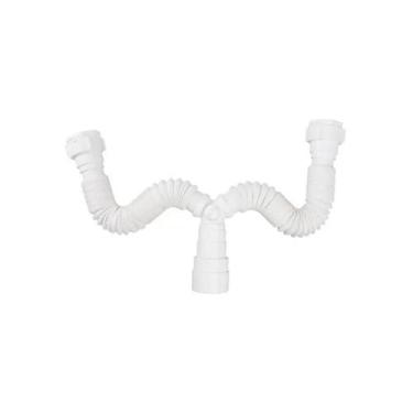 Imagem de Sifão Sanfonado Plástico Duplo Branco - Plasbohn