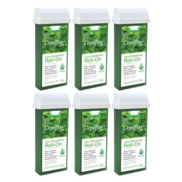 Imagem de Combo 6 refil cera roll on hortelã 100g depilação depilflax