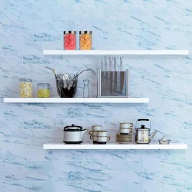 Imagem de Kit 4 Prateleira Lisa MDF 60x10 Branco Reta Quadros Fotos Livro Decora