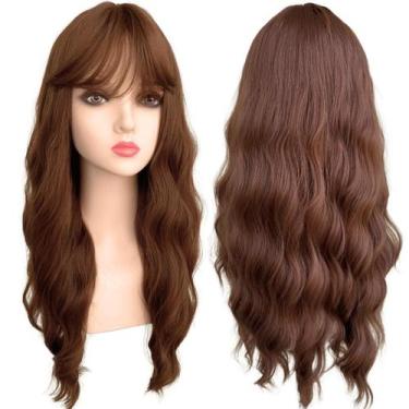 Imagem de Peruca longa ondulada com franja wig fibra premium 65cm - LIONSWIG, Ru