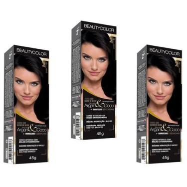 Imagem de Beauty Color Tintura 1.0 PRETO ONIX 45gr (03 Unidades) Cores Normais -