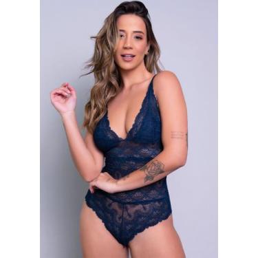 Imagem de Body Lingerie Transparente Renda Decote Blogueira - WLS Modas, Marinho