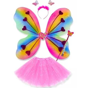 Imagem de Fantasia Fada Menina Infantil Carnaval Festas com Asas  Saia de Tule T