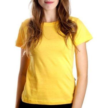Imagem de Camiseta Feminina Baby Look Algodão Lisa Atacado Blusa - Vesttuario, A