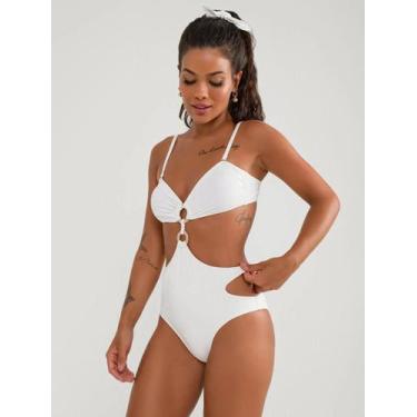 Imagem de Maiô Engana Mamãe Off White Wave - BELLES, Branco, M