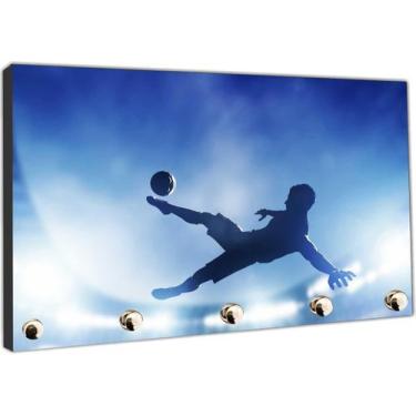 Imagem de Porta Chaves Esporte Futebol Jogador Sala De Jogos Organizador Chaveir