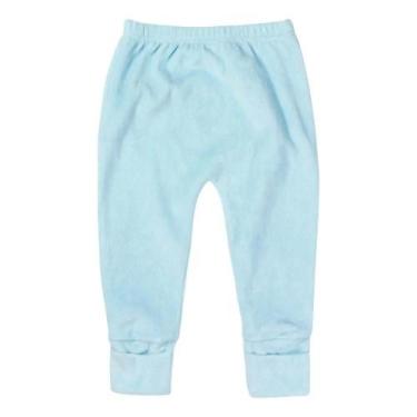 Imagem de Calça Plush para Bebê Com Pé Reversível Bumbum Bordado Tubarão Azul Cl