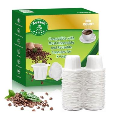 Imagem de Aussen Filtros de papel de café descartáveis de substituição para filtro Kerig serve para todas as marcas de filtro de porção única Keurig, compatível com cápsulas de dose única reutilizáveis,