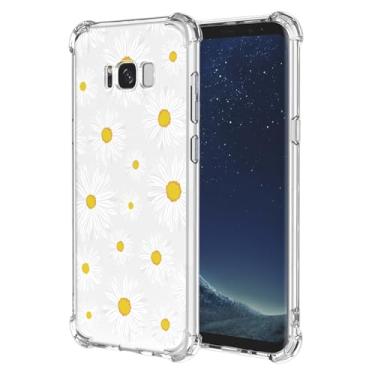 Imagem de JDYGWK Capa para Samsung S8 Plus Galaxy S8 Plus com estampa de flores transparentes, TPU macio, fina, leve, à prova de choque, capa protetora antiarranhões para Samsung Galaxy S8 Plus, margarida