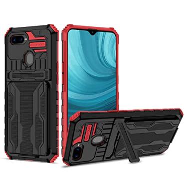 Imagem de Bohefo Capa para Oppo A5S / Oppo AX5s Case, Oppo A7/AX7/Oppo A12/A11K/F9 Capa com carteira removível para cartão, suporte integrado à prova de choque capa protetora para celular para Oppo A5S vermelho